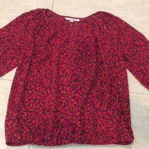 The Loft red and purple printed blouse.